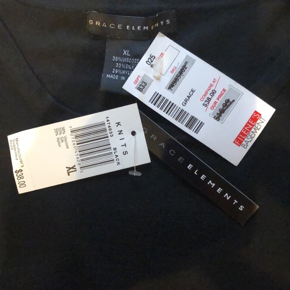 XL Grace Elements knit black top new with tags from Filene’s Basement - Picture 4 of 4